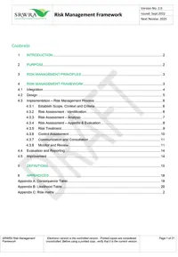 SRWRA Risk Management Framework